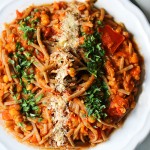 Soba noodles tomato spaghetti with lentils