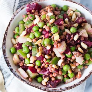 Lentil Salad with Beets and Pine nuts