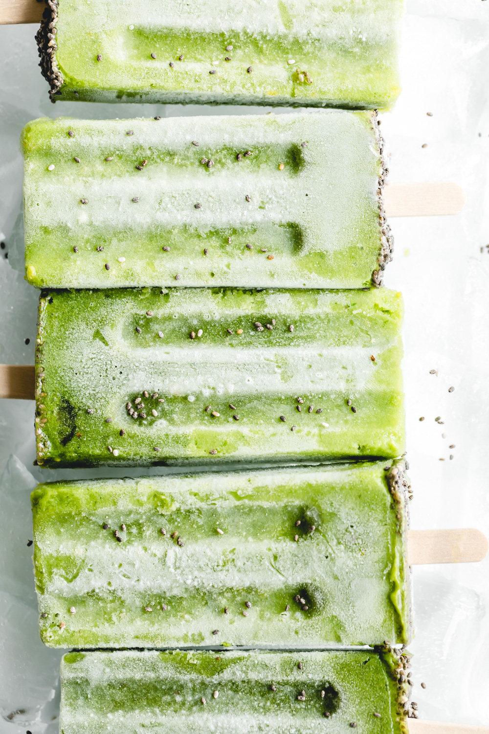close up green popsicles